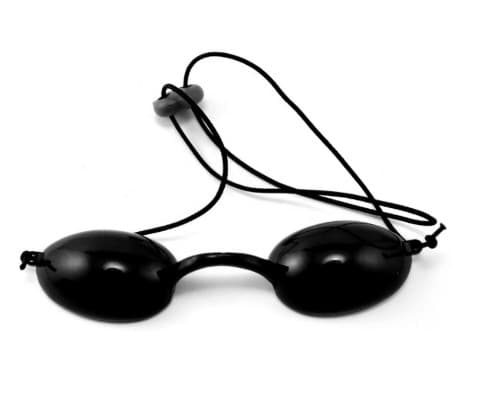 Protective Therapy Goggles - ReveloSkin Red Light Therapy. Full protection for wavelengths 200-2000nm. High-grade rubber with angled edge for better coverage and comfort. Adjustable strap.